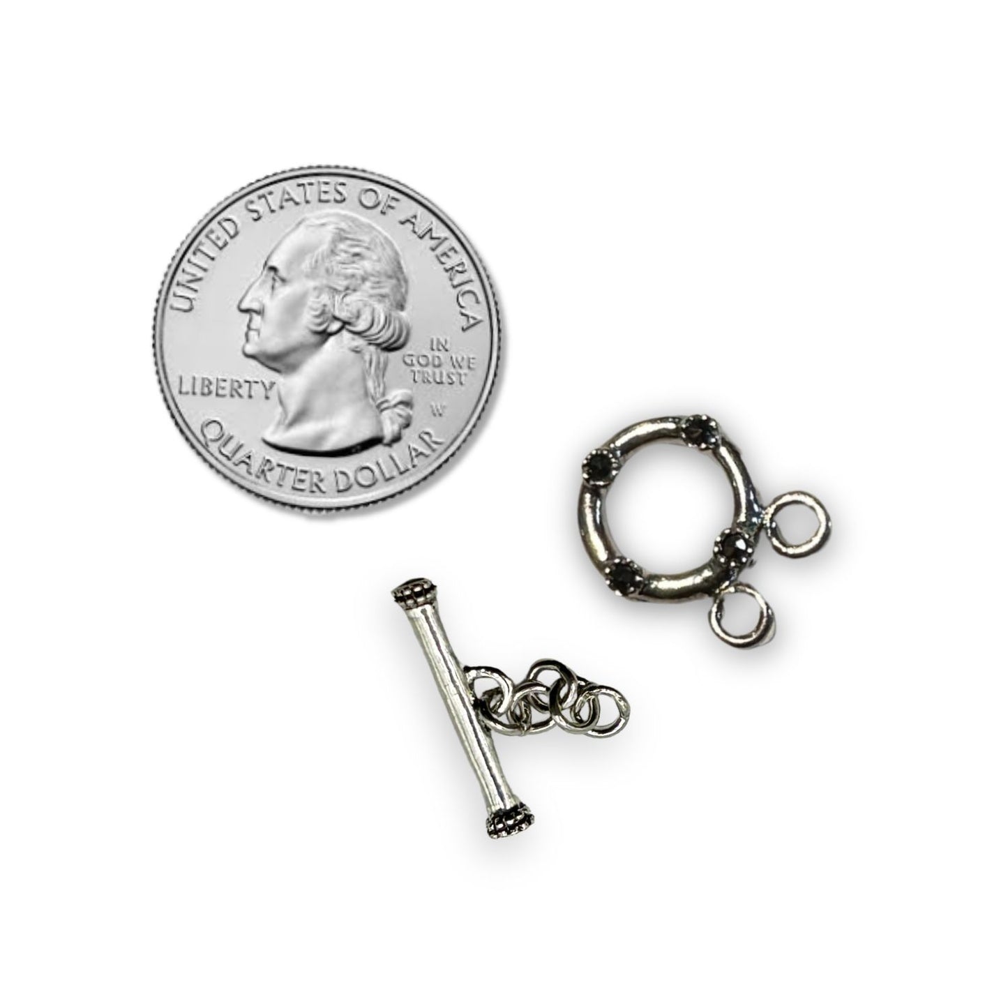 2 Strand 11mm Sterling Silver Toggle with Marcasite Stones