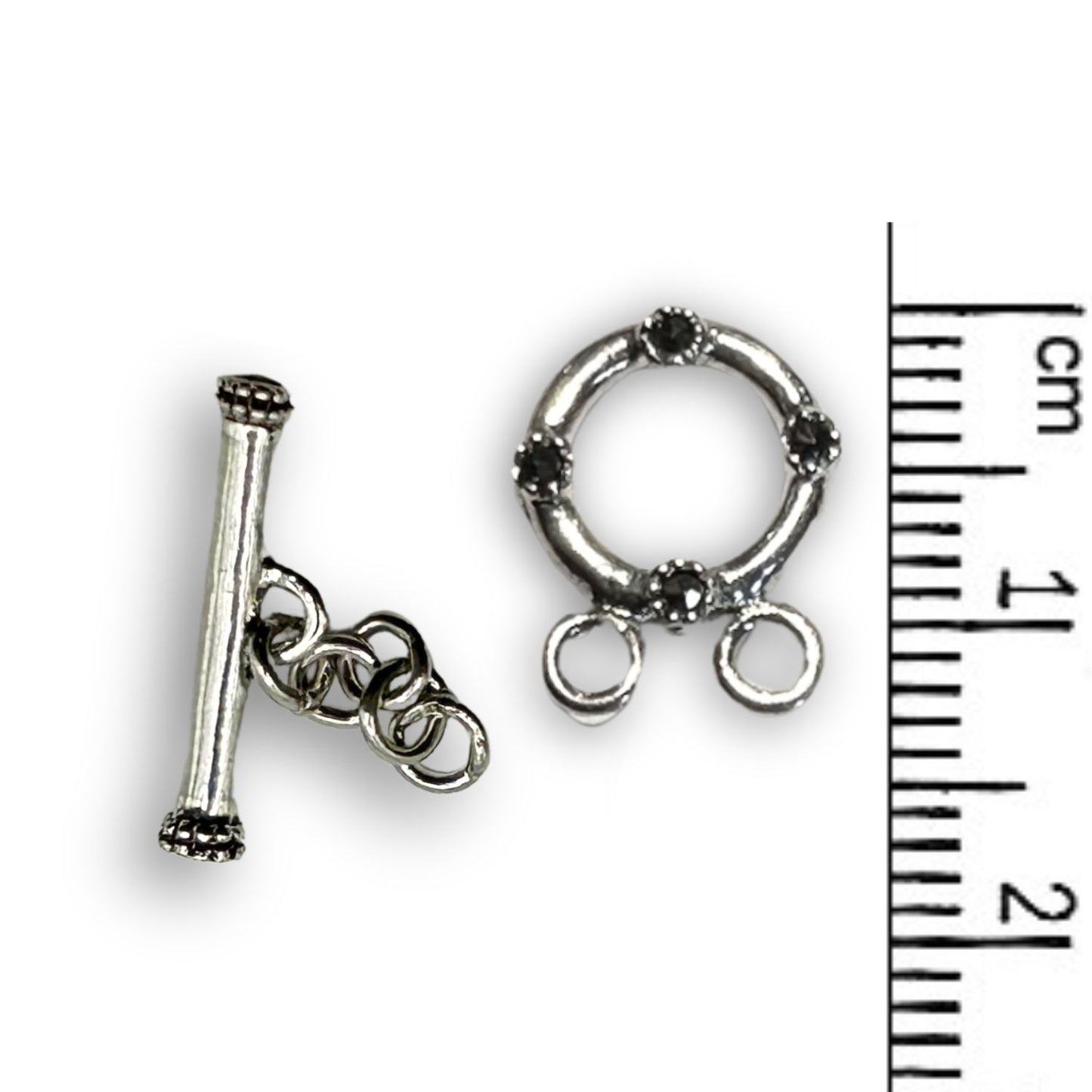 2 Strand 11mm Sterling Silver Toggle with Marcasite Stones