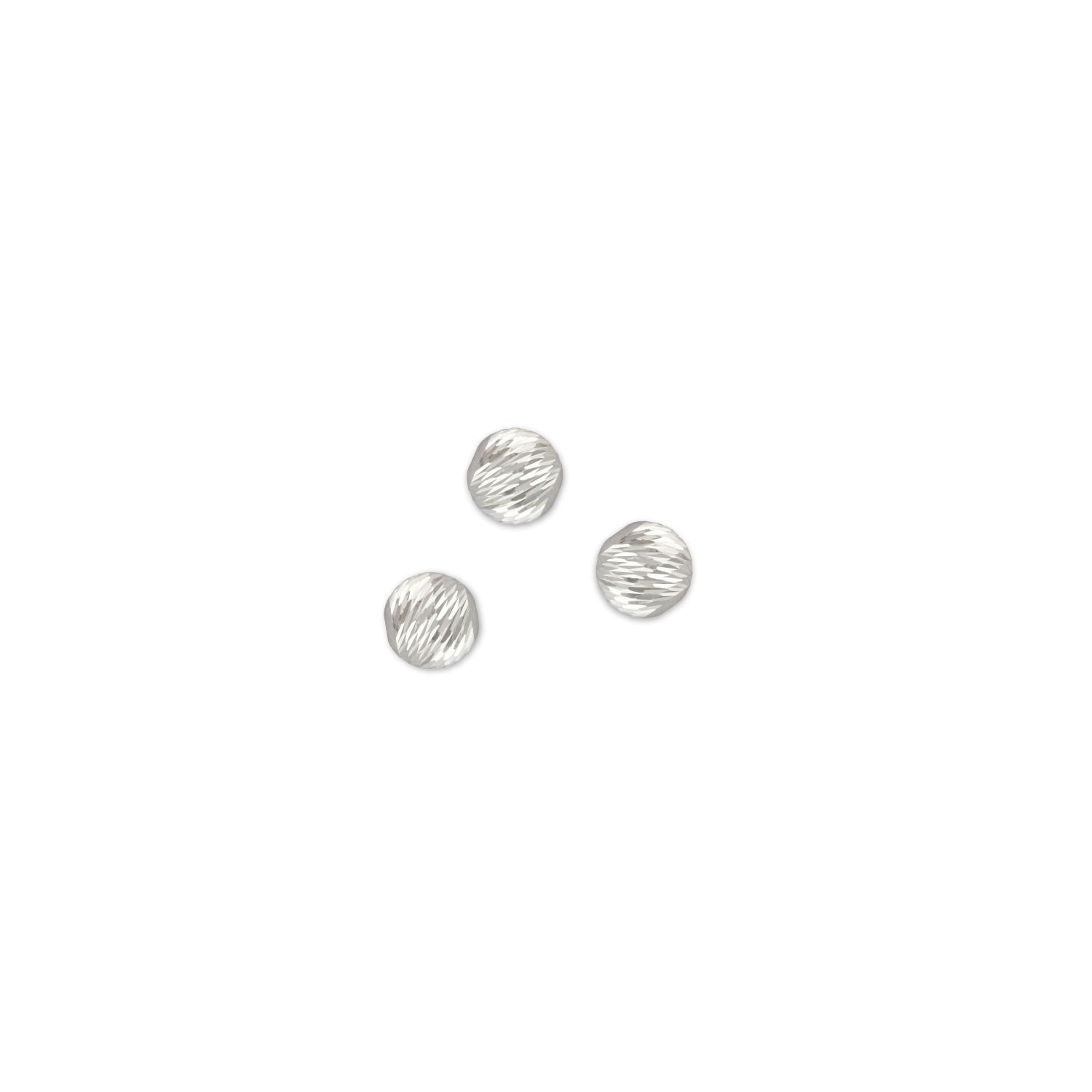 2.5mm Sterling Silver Multi-cut beads on a white background.