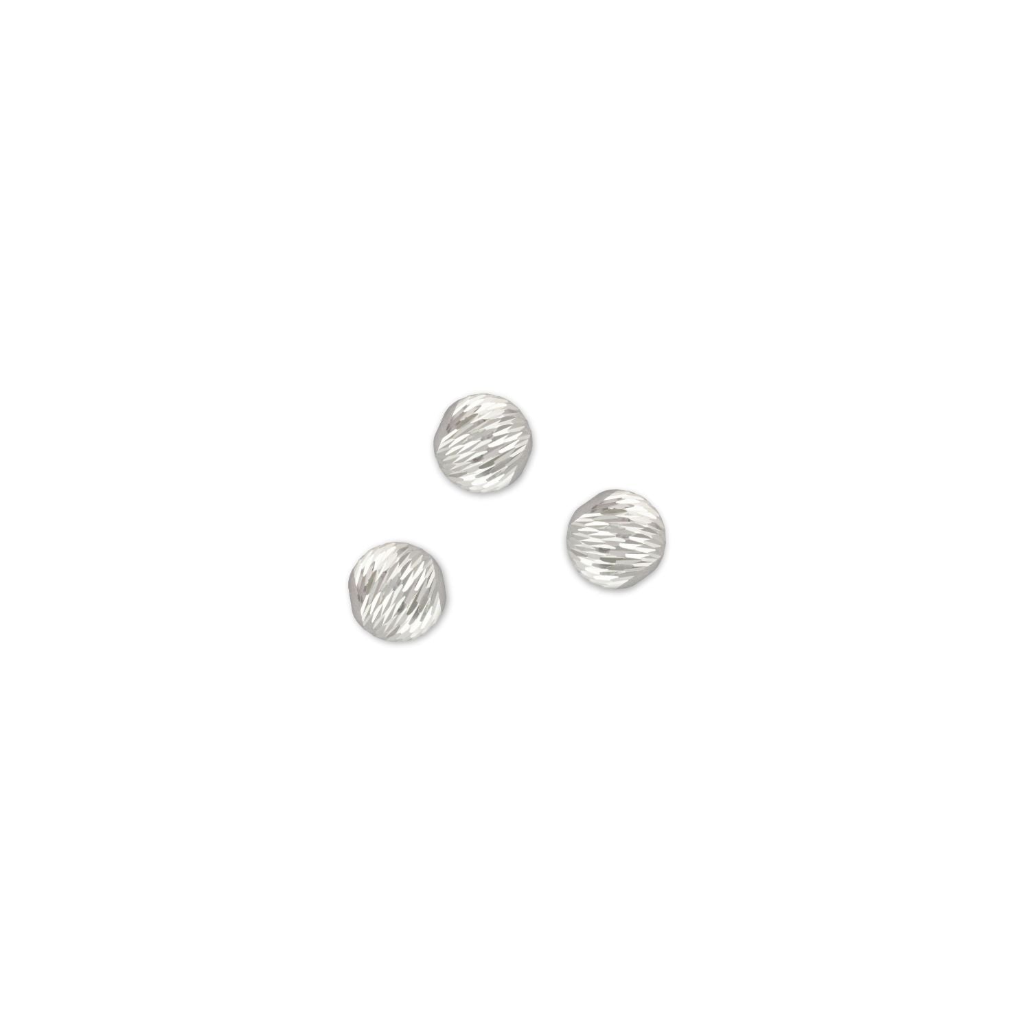 3mm Sterling Silver Multi-cut beads on a white background.