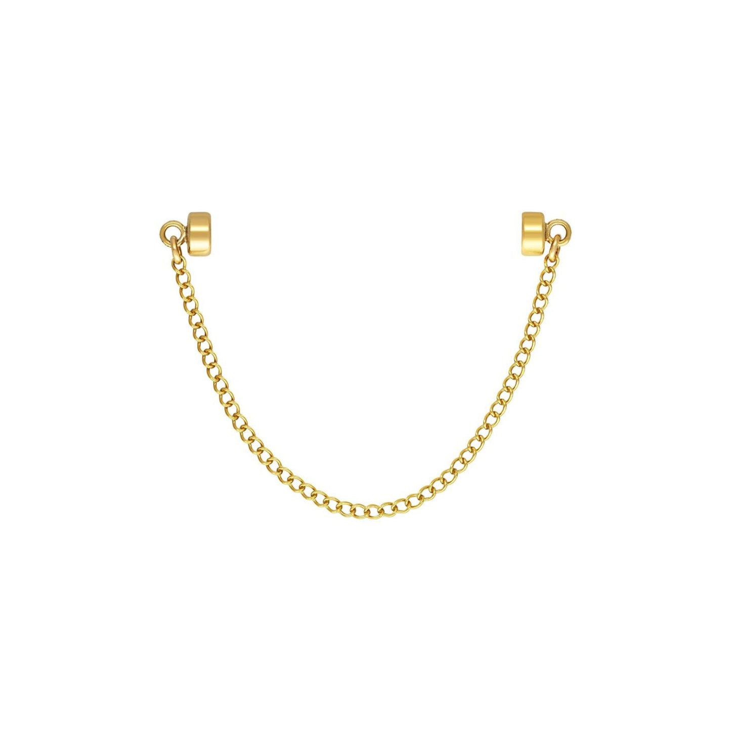 14K Gold Filled 4.5mm Magnetic Button Clasp with Ring and 70mm safety chain