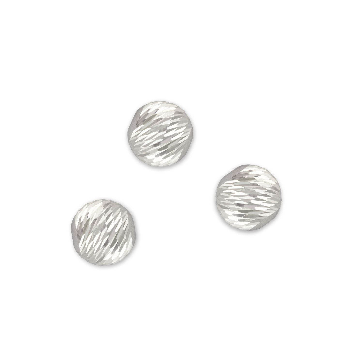 6mm Sterling Silver Multi-cut beads on a white background.