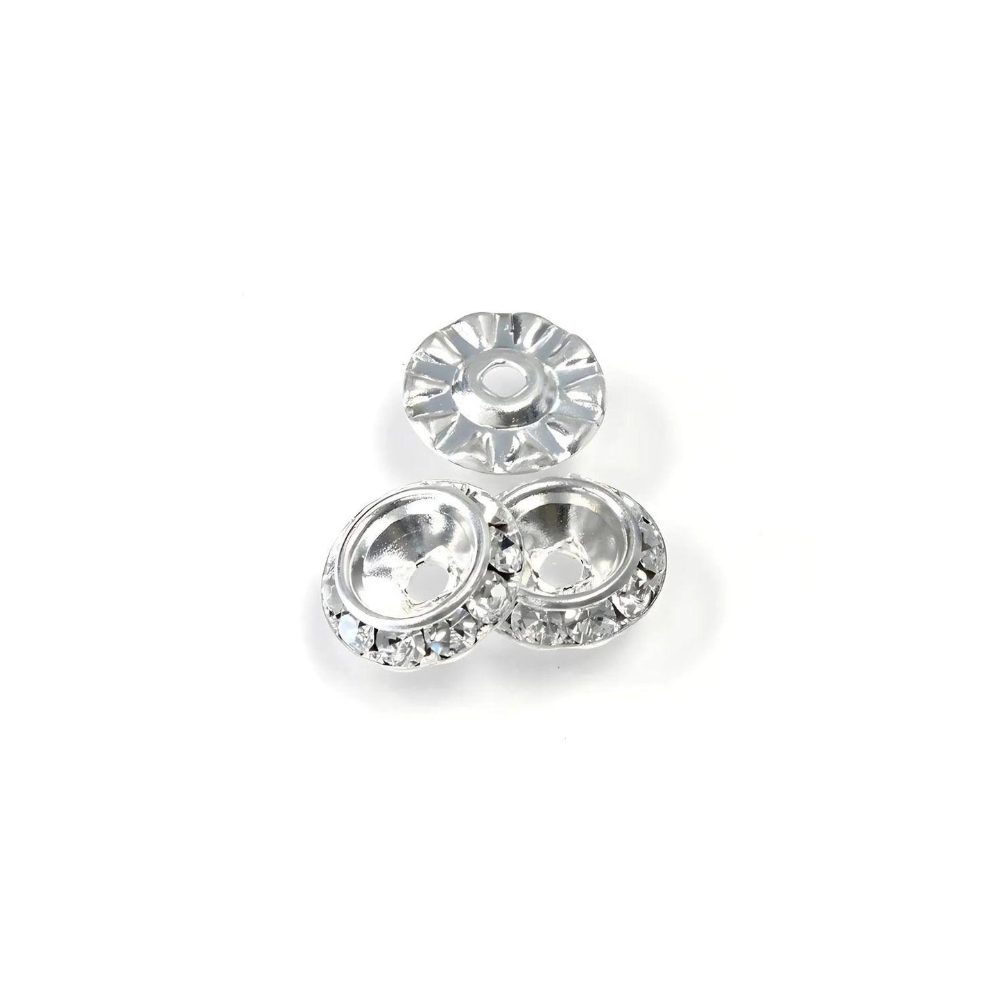 3 Silver Plated Crystal Contour Beads