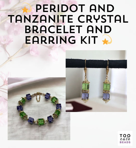 Bracelet Kit - 💫 Peridot and Tanzanite Crystal Bracelet and Earring Kit