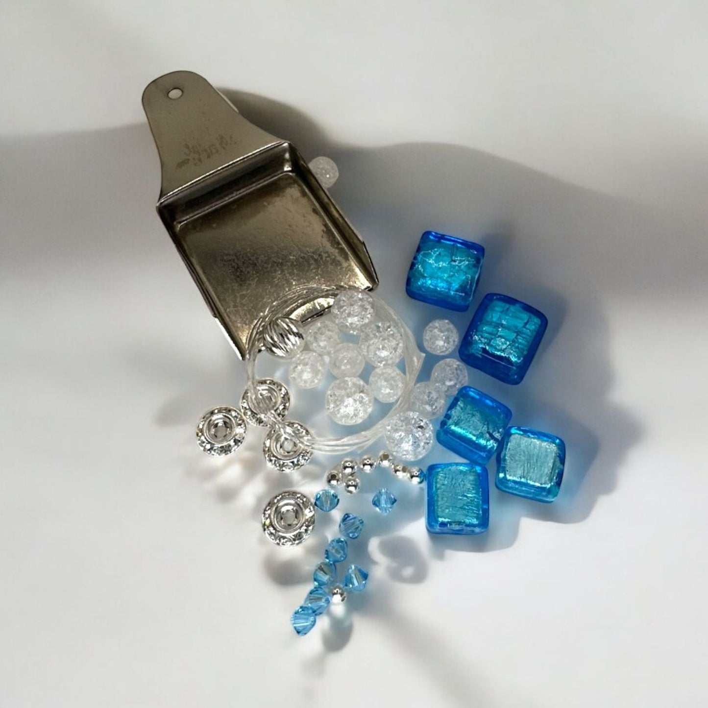 Sky Blue Murano Cube Bracelet Kit Contents