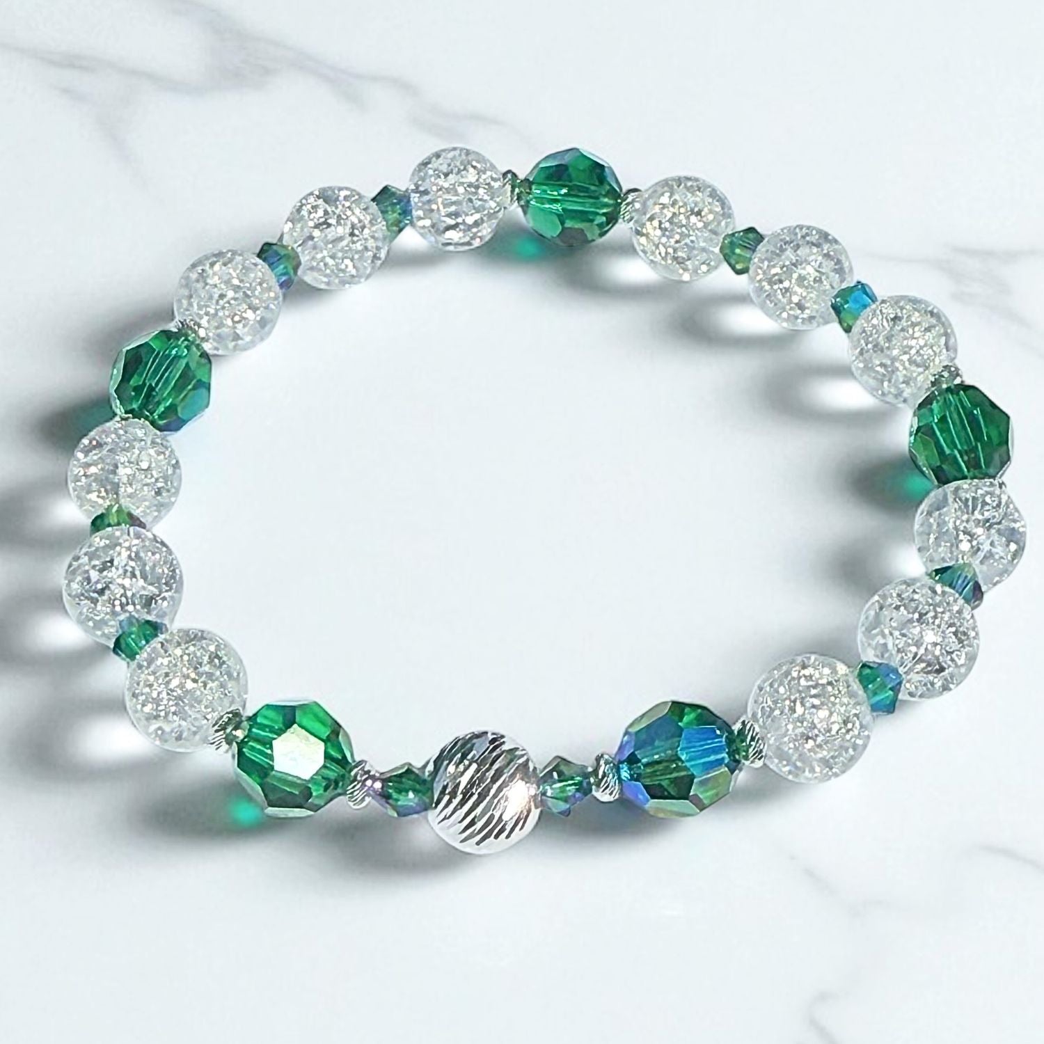 Majestic Green Cracked Crystal Quartz Elastic Bracelet Kit