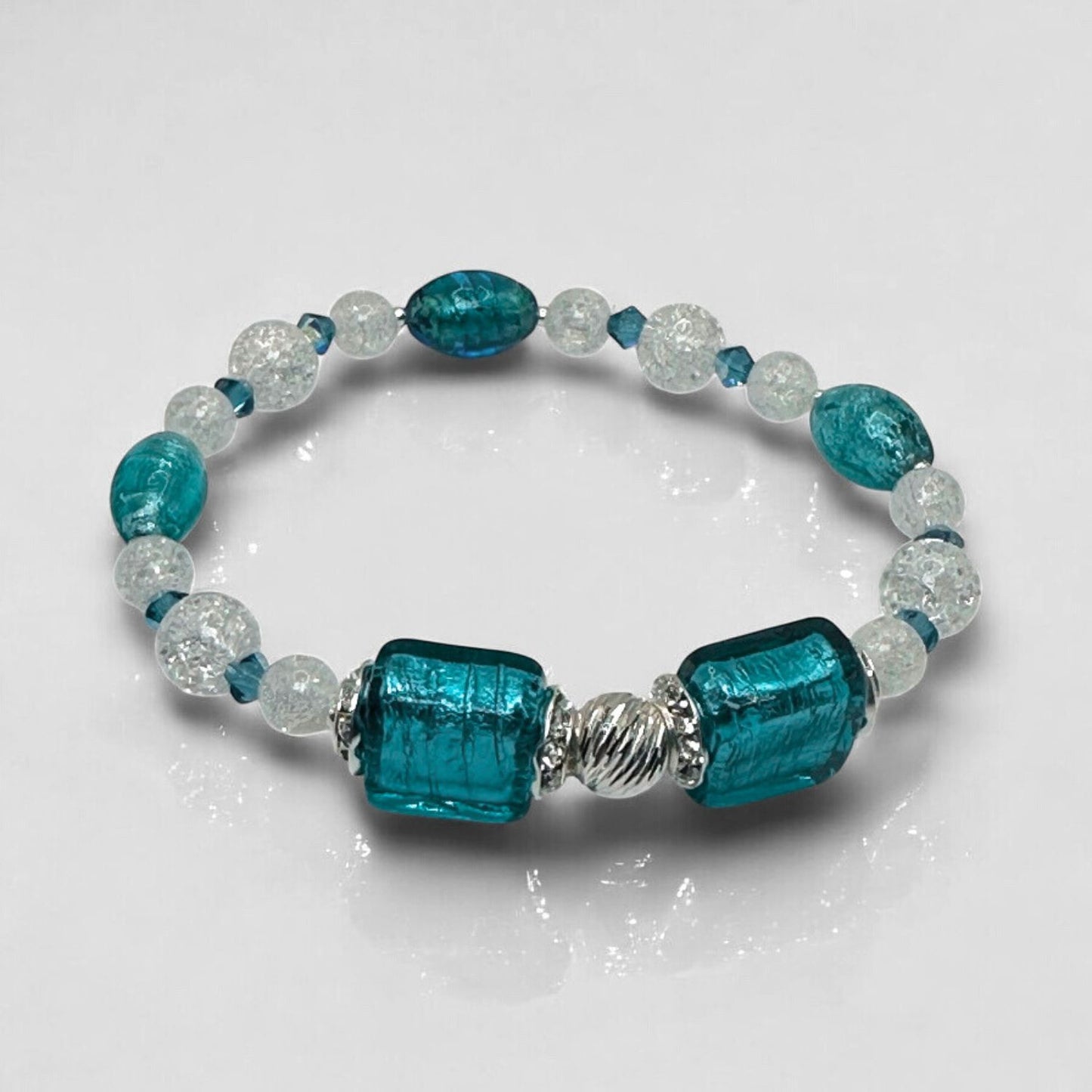 Truly Teal Murano Cube Bracelet Kit - Assembled