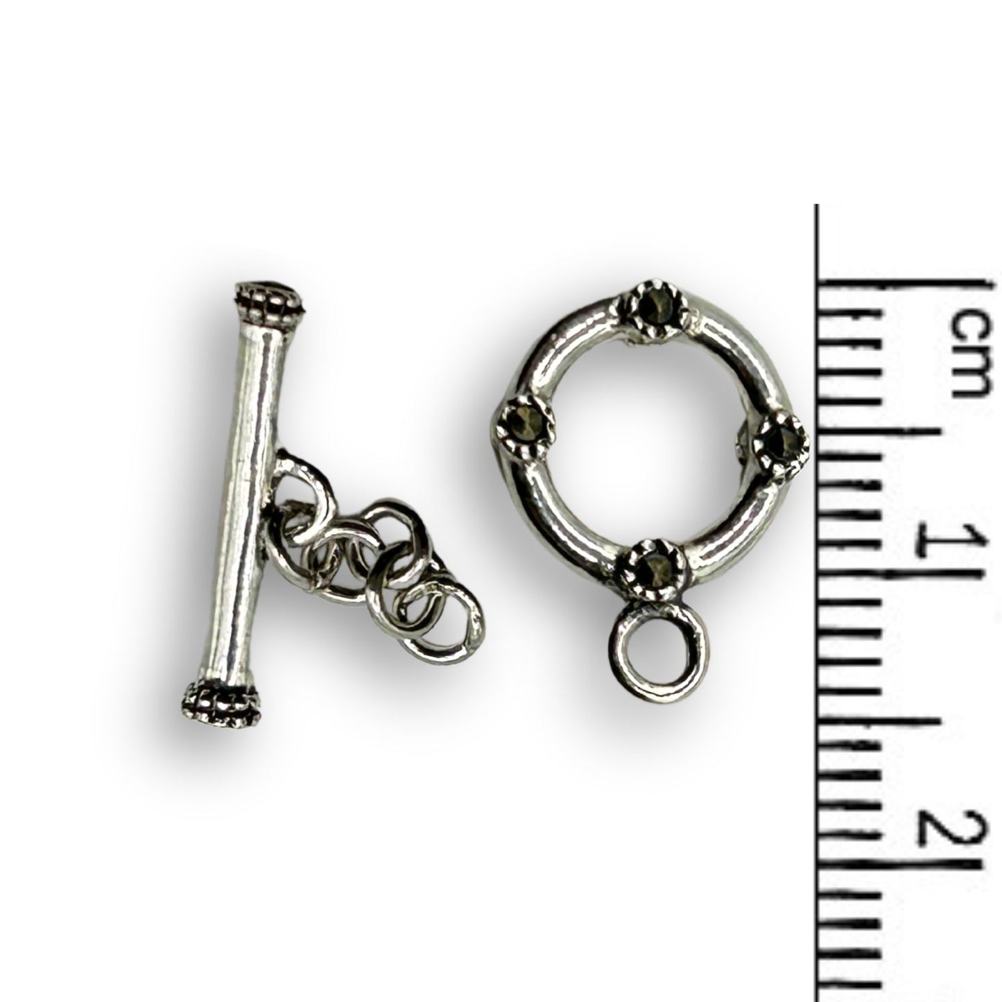 11mm Sterling Silver Toggle with Marcasite Stones