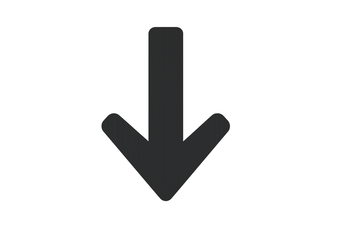 Down arrow on a transparent background for an icon