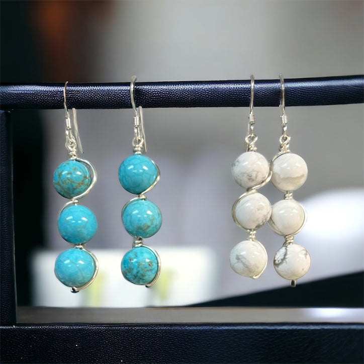Wrapped up Gemstone Earring Kit (blue and white)