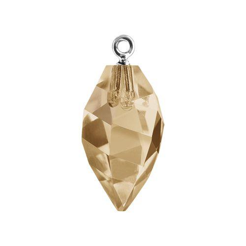 Swarovski 34.5mm Twisted Drop Pendant with Rhodium Cap - Crystal Golden Shadow (1 Piece) - Too Cute Beads