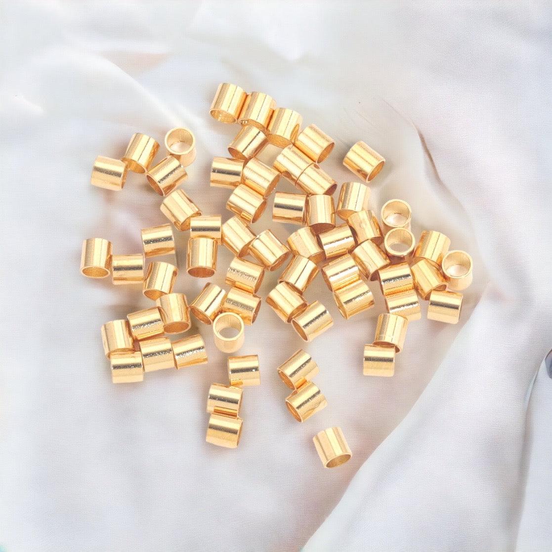 14K Gold Filled 2x2mm Crimp Tube (10 pieces) - Too Cute Beads