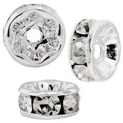 5mm S/S Plated Roundell- Crystal (pk10)
