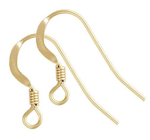 14K Gold Filled Ear Wire - Flat with Coil (1 pair) - Too Cute Beads