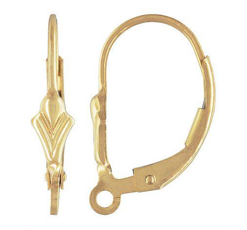 14K Gold Filled Fleur de Lis Design Leverback Earring Findings (1 pair)