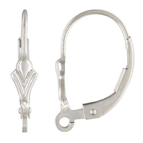 .925 Sterling Silver Fleur De Lis Design Lever Back Earring (1 Pair)