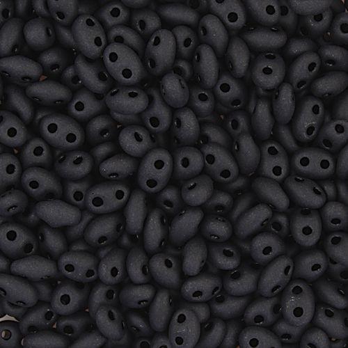 Twin 2Hole Bead 2.5x5mm apx22g Opaque Black Matte - Too Cute Beads