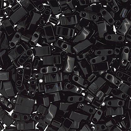 Miyuki TILA Half Cut 5x2.3mm 2Hole Black Opaque- 5.2g - Too Cute Beads