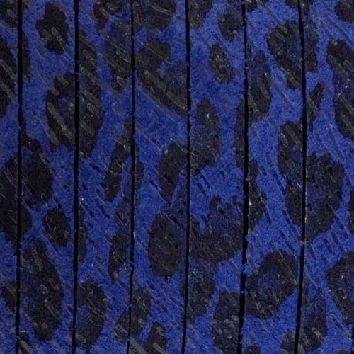 5 x 2mm Flat Leather - Blue Leopard (Sold by the Inch) - Too Cute Beads