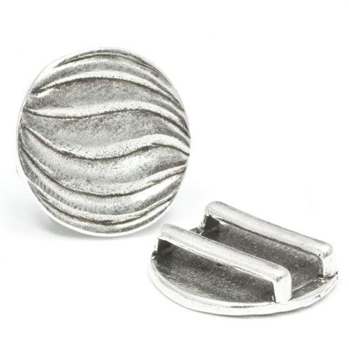 Antique Silver 20mm Round Slider for Flat Leather (1 piece)