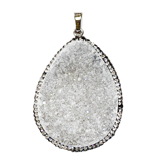 35-40mm free form druzy agate gemstone pendant - Clear - Too Cute Beads