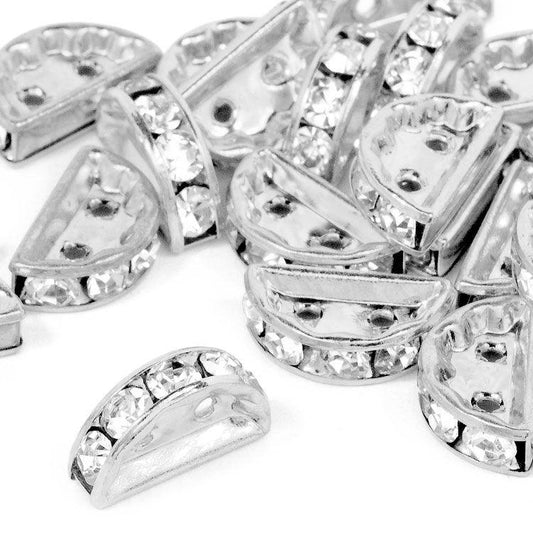 13x6mm Sterling Silver Plated Half-moon Bridge Spacer - 1 Piece - Too Cute Beads