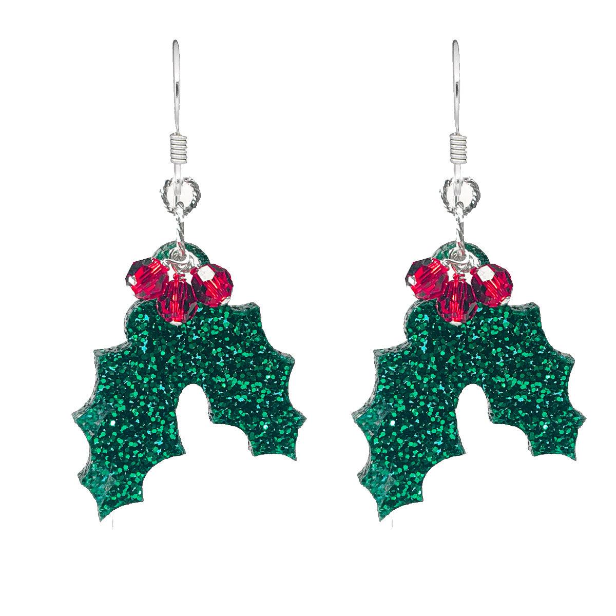 Holly Christmas Earrings - Christmas Jewelry Making Kit - Too Cute Beads
