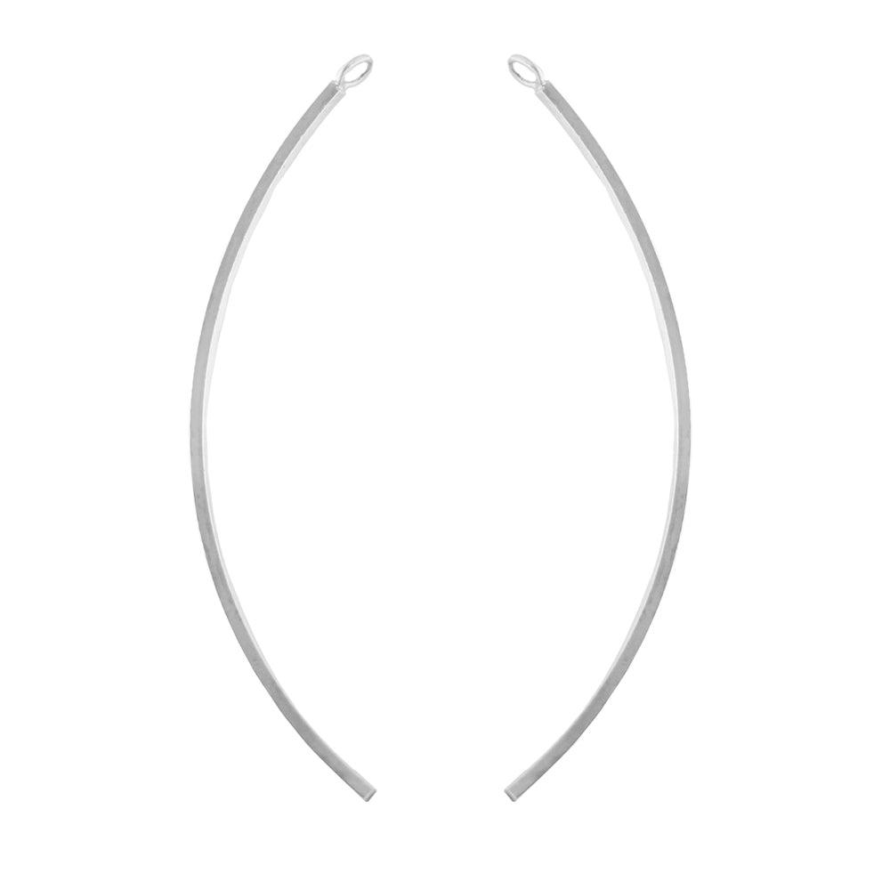 .925 Sterling Silver 2.25 Inch Curved Finding (1 Set) - Too Cute Beads