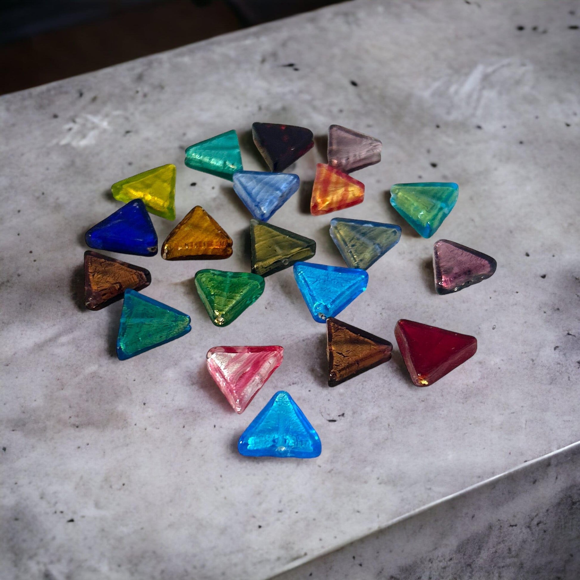Vintage Hand-Made Murano Glass Triangle Beads