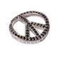 Bead Thru Peace Sign 27mm Silver Plate with Jet CZ (1 Piece) - Too Cute Beads