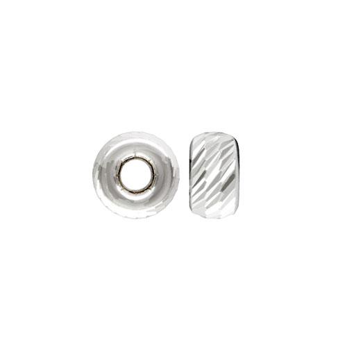 .925 Sterling Silver Multi-Cut Rondelle Bead - 4.2x2.3mm (10 Pack)