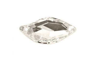 Swarovski 3254 Diamond Leaf 20mm Sew-On - Crystal Silver Shade Foiled (1 Piece) - Too Cute Beads
