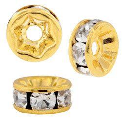 Gold Plated Rondelles with Swarovski Crystal - Too Cute Beads