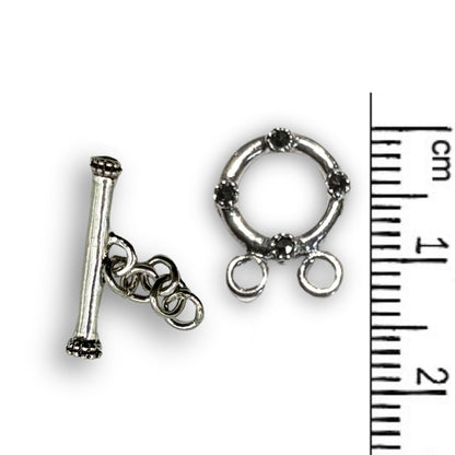 2 Strand 11mm Sterling Silver Toggle with Marcasite Stones