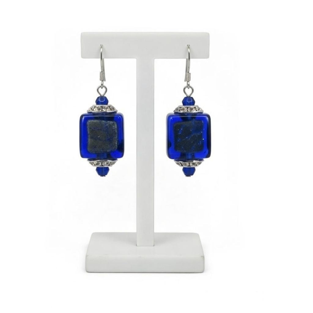 Dark Sapphire Murano Cube Earring Kit