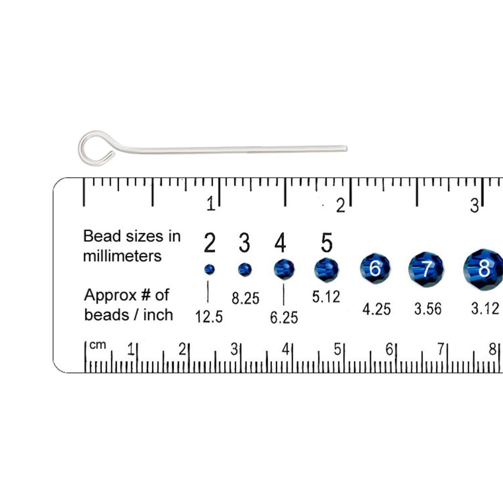 .925 Sterling Silver 24ga. Eye Pin - 2" (10 Pack)