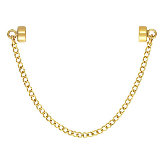 14K Gold Filled 4.5mm Magnetic Button Clasp with Ring and 70mm safety chain