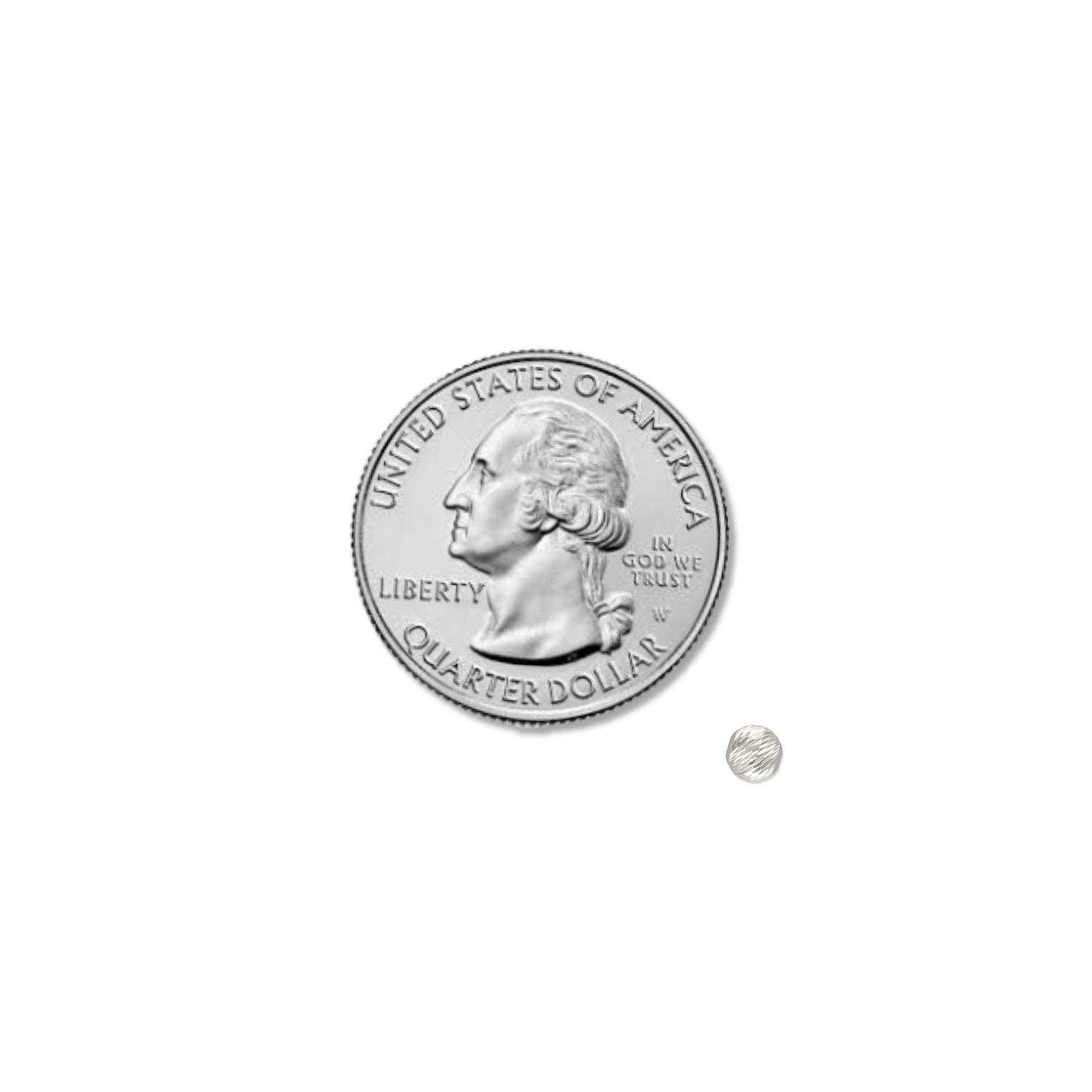4mm Multi-Cut Bead next to a quarter for size reference.
