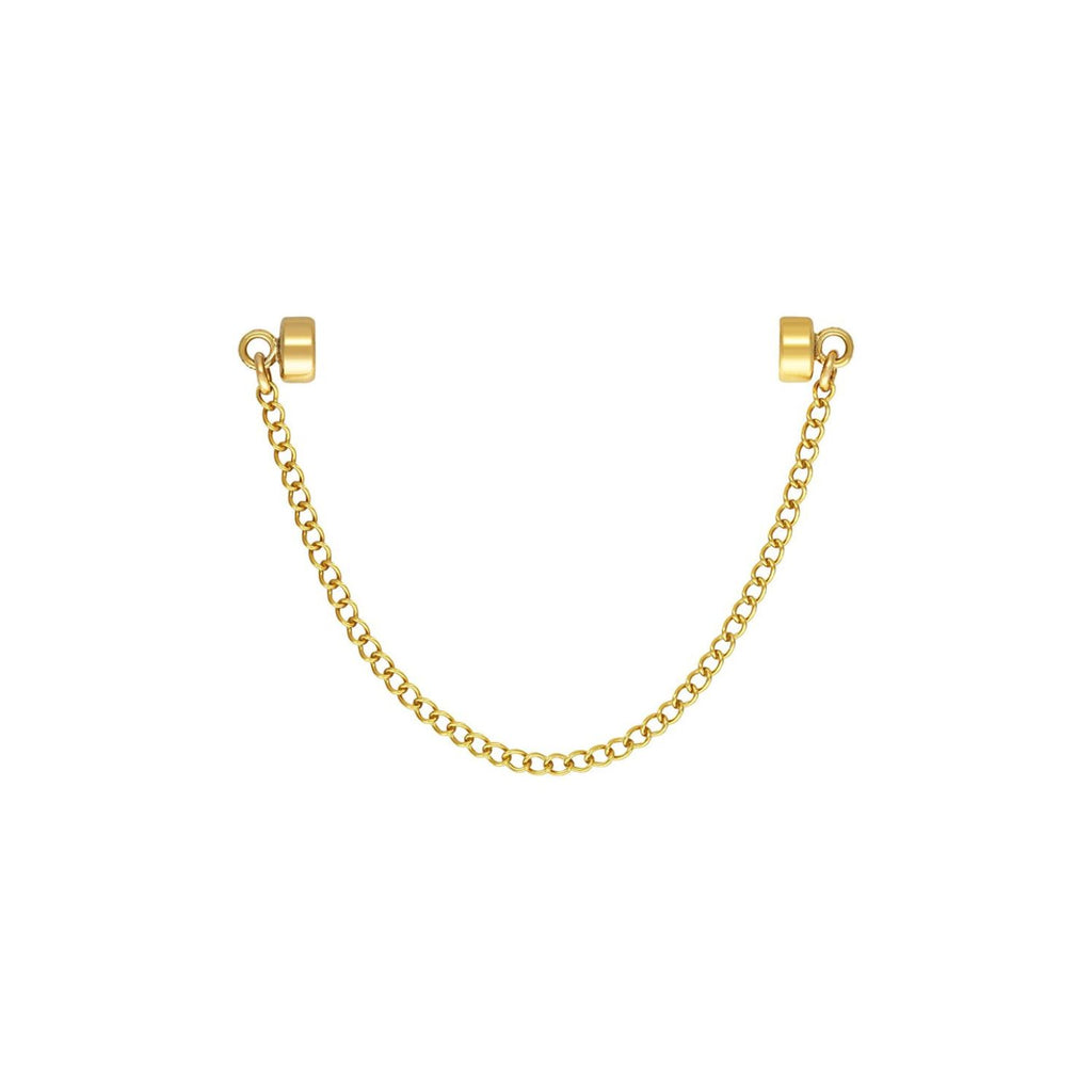 14K Gold Filled 4.5mm Magnetic Button Clasp with Ring and 70mm safety chain