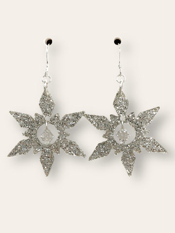 Captured Crystal Snowflake Earrings (Ready to Wear)