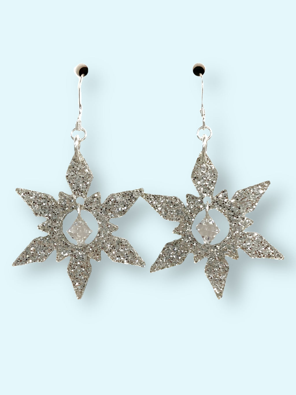 Captured Crystal Snowflake Earrings (Ready to Wear)
