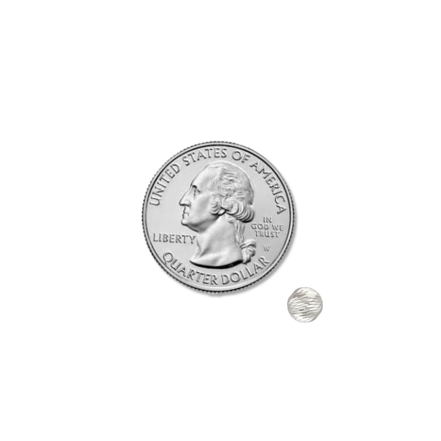 6mm Multi-Cut Bead next to a quarter for size reference.
