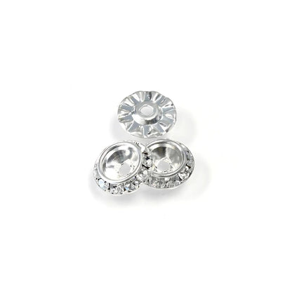 3 Silver Plated Crystal Contour Beads