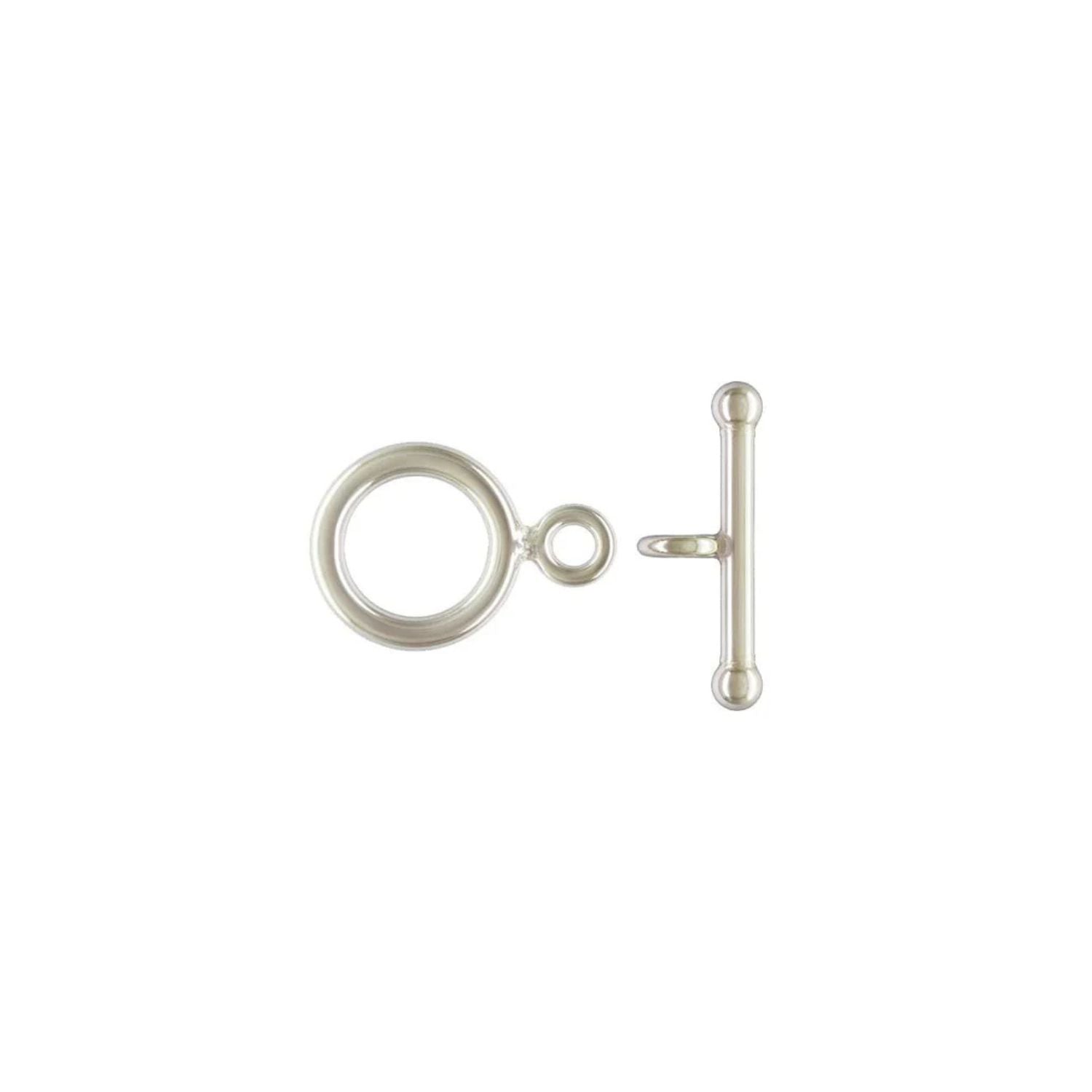 .925 Sterling Silver Round Bead Toggle - 12mm (1 Set)