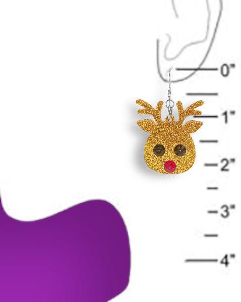 Sparkling Rudolph Christmas Earrings (Ready to Wear)