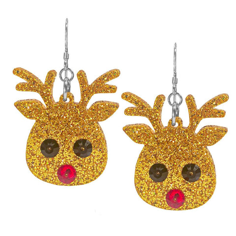 Sparkling Rudolph Christmas Earrings (Ready to Wear)