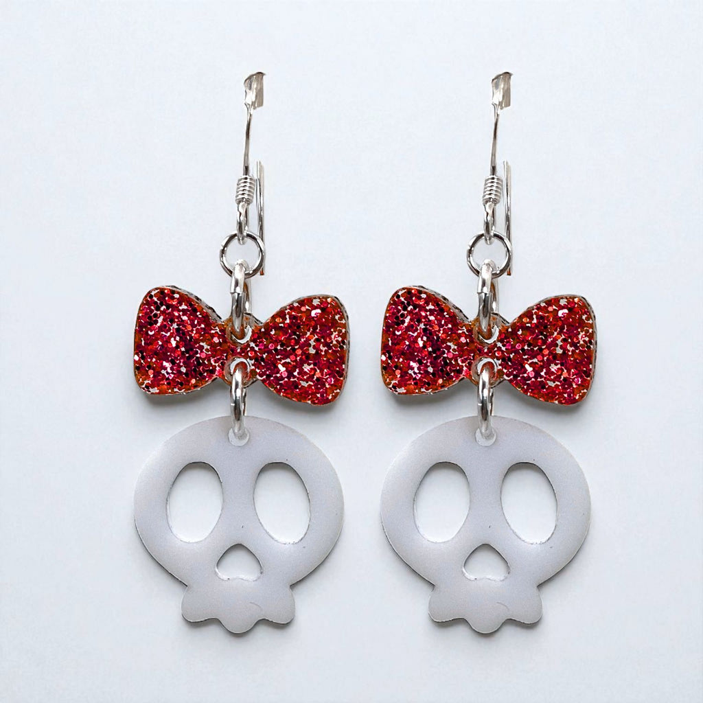 Adore-a-Bow Skull Earrings (Ready to Wear)