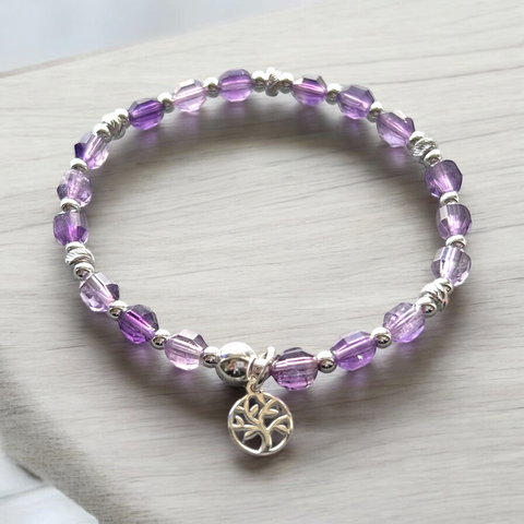 Amethyst hexagon Gemstone Bracelet (Ready to Wear)