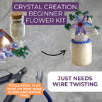Crystal creation beginner flower kit with tools on a gray background
