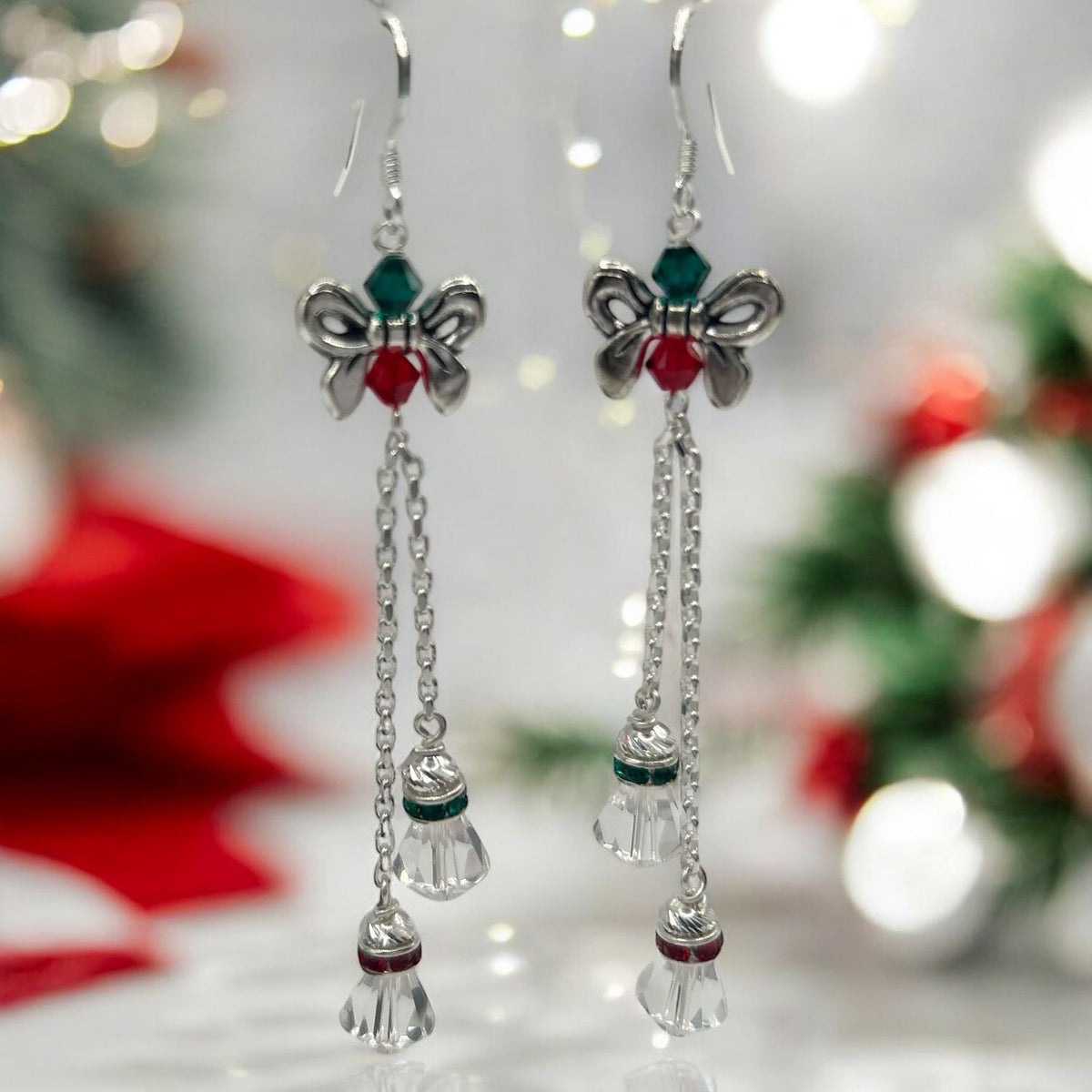 Crystal Bells Christmas Earrings (Ready to Wear)